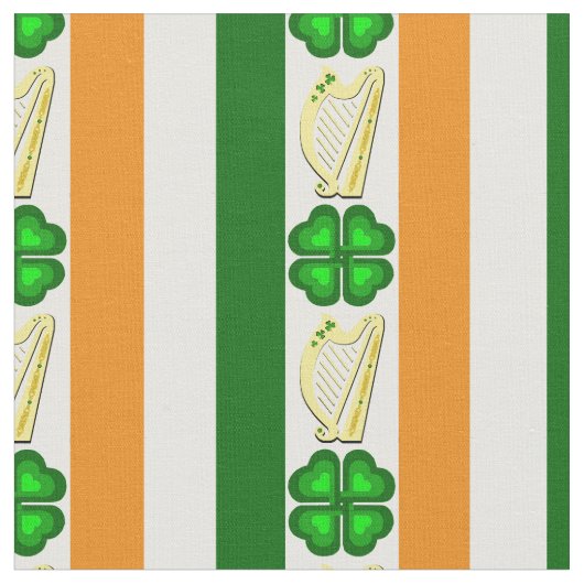 Irische Flagge/Orange, Kleeblätter, Harnsteine Stoff (Nahaufnahme)