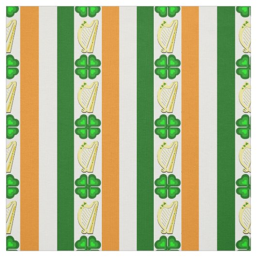 Irische Flagge/Orange, Kleeblätter, Harnstreifen Stoff (Muster)
