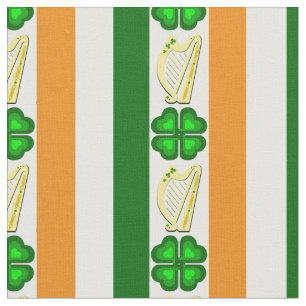 Irische Flagge/Orange, Kleeblätter, Harnstreifen Stoff