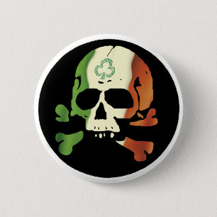 Irische Flagge Schädel Button