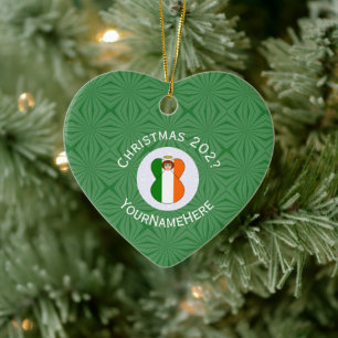 Irische Flagge Weihnachtsengel Name Jahr Herz Keramik Ornament