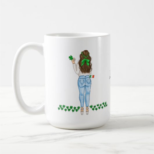 Irische Frau mit Vierblättriges Kleeblatt Kaffeetasse (Links)