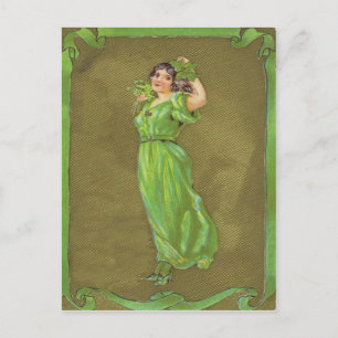 Irische Frau Shamrock Postkarte