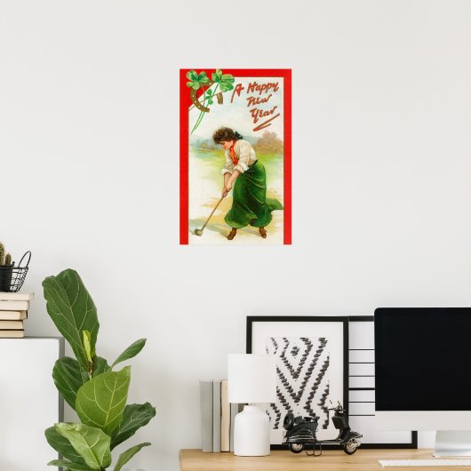 Irische Frau über Golfball Poster (Heimbüro)