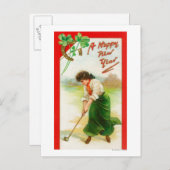 Irische Frau über Golfball Postkarte (Vorne/Hinten)