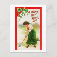 Irische Frau über Golfball