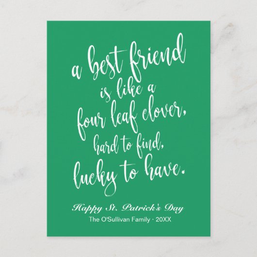 Irische Freundschaft Sprichwort St. Patrick's Day Postkarte (Vorderseite)