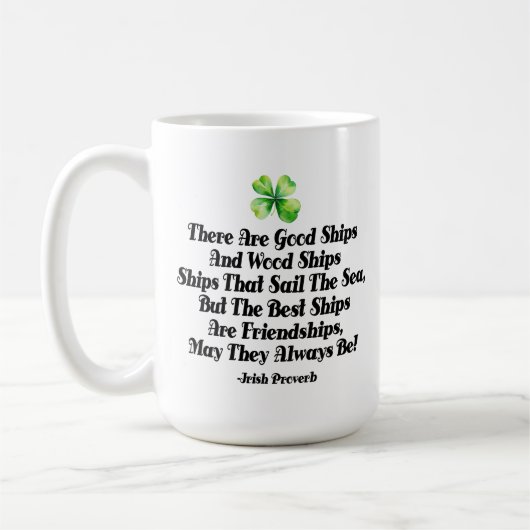 Irische Freundschaftsschiffe Sprichwort Vierblattk Kaffeetasse (Links)