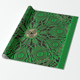 irische grüne Celtic Triskele Mandala Geschenkpapier