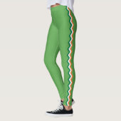 Irische grüne, grüne und weiße Streifen Leggings (Links)