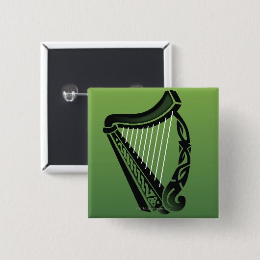 Irische Harfe Button (Vorne & Hinten)