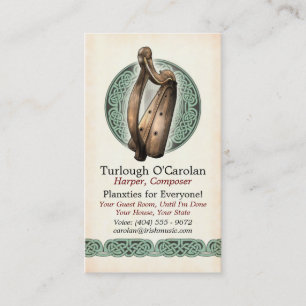 Irische Harfen-Visitenkarten, Art 1, vertikal Visitenkarte