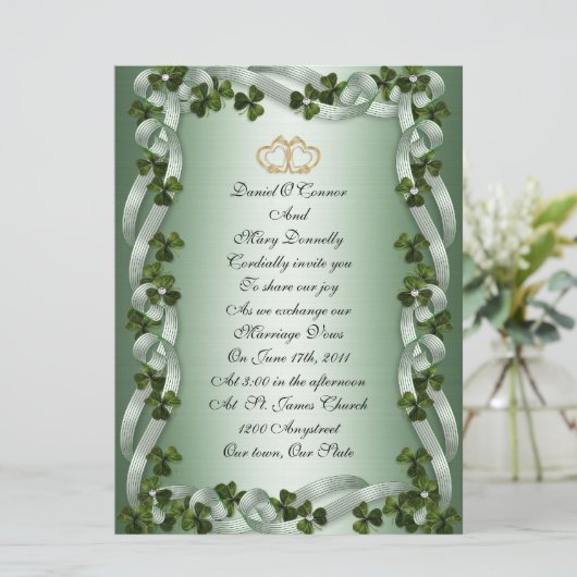 Irische Hochzeit Einladung elegant (Stehend Vorderseite)
