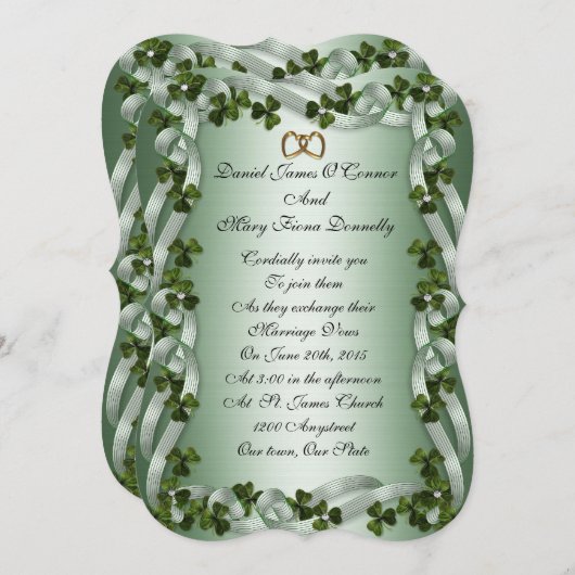 Irische Hochzeit Einladung elegant (Vorne/Hinten)