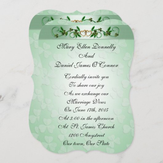 Irische Hochzeit Einladung elegant (Vorne/Hinten)