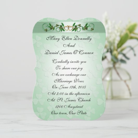 Irische Hochzeit Einladung elegant (Stehend Vorderseite)