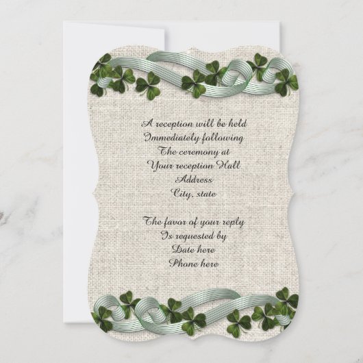 Irische Hochzeit Einladungen machen elegant (Rückseite)