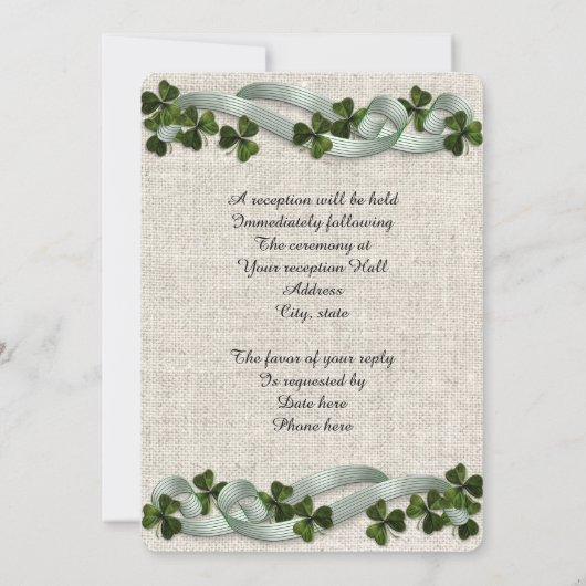 Irische Hochzeit Einladungen machen elegant (Rückseite)