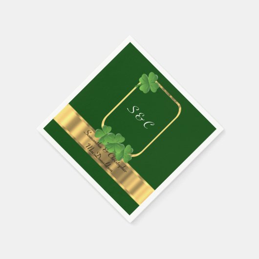 Irische Hochzeit in Grün, Gold und Kleeblatt Serviette (Ecke)