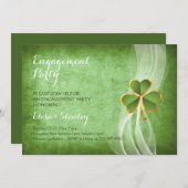 Irische Hochzeitsfeier mit Klee und Schleier Einladung (Vorne/Hinten)