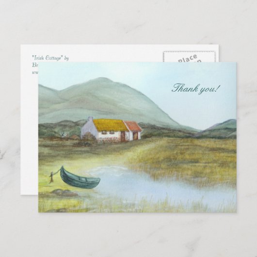 "Irische Hütte" Vielen Dank von Brigid O'Neill Hov Postkarte (Vorne/Hinten)
