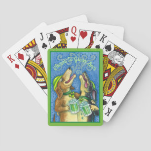IRISCHE JAGDHUNDE, ST. PATRICK'S DAY GRÜNES BIER SPIELKARTEN