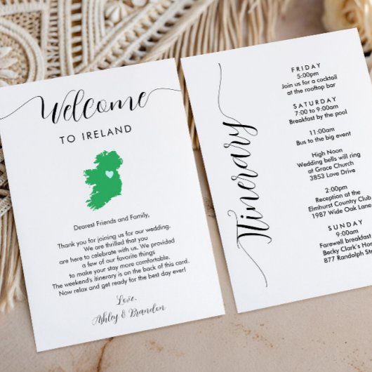 Irische Karte Hochzeitsempfang