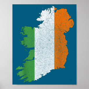 Irische Karte und Flagge von Irland Heritage St. P Poster