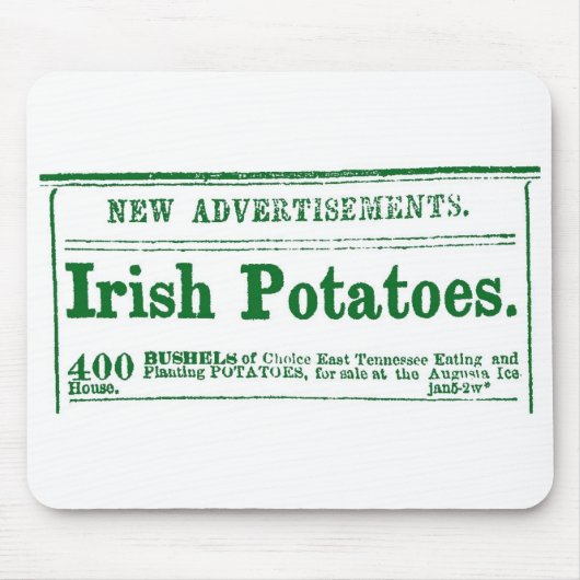 Irische Kartoffel-Zeitungsannonce-zivile Kriegsära Mousepad (Vorne)