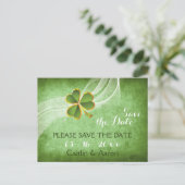 Irische Klee und Schleier grüne Hochzeit Save the  Ankündigungspostkarte (Stehend Vorderseite)