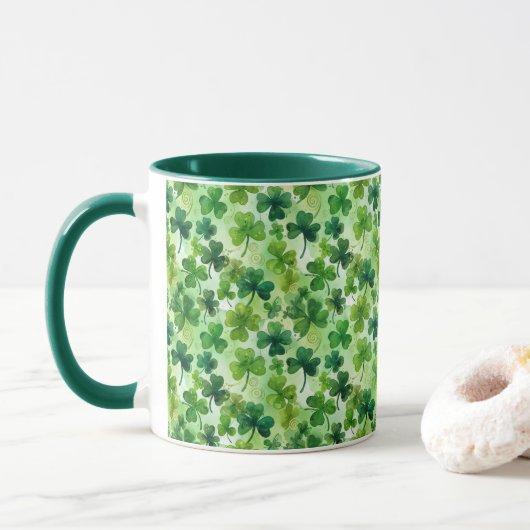 Irische Kleeblätter St. Patrick's Day Tasse (Mit Donut)