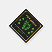 Irische Kneipe für grünes Kleeblatt Harfe Serviette (Ecke)