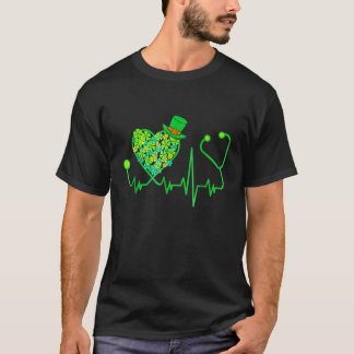 Irische Krankenschwester Stethoskop Herzschlag Kle T-Shirt