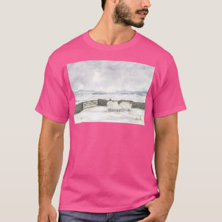Irische Landschaft in metallischen Aquarellen akti T-Shirt