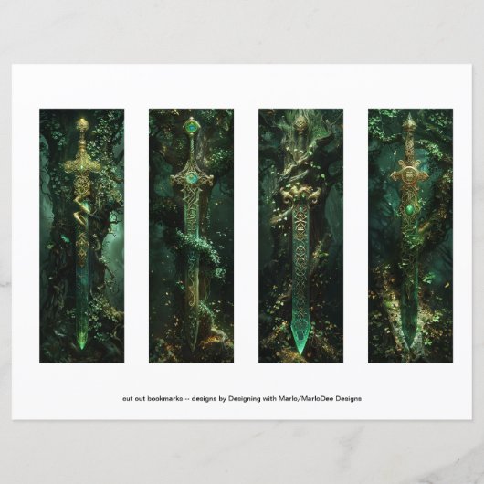 Irische Lesezeichen, keltische Schwerter Lesezeich (Rückseite)