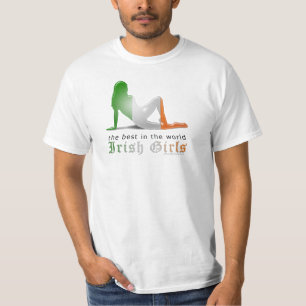 Irische Mädchen-Silhouette-Flagge T-Shirt