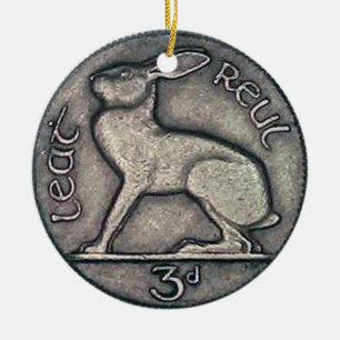 Irische Münzen-Weihnachtsverzierung, Nollaig Shon Keramik Ornament
