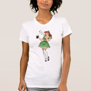 Irische Pin-Up-Dame mit Bierliebe T-Shirt