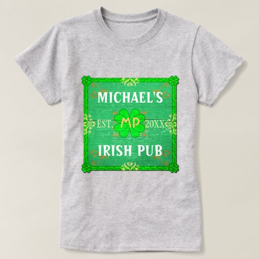 Irische Pub Green für Ihren Namen T-Shirt (Design vorne)