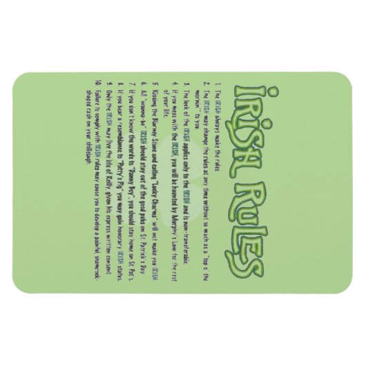 Irische Regeln Magnet (Horizontal)