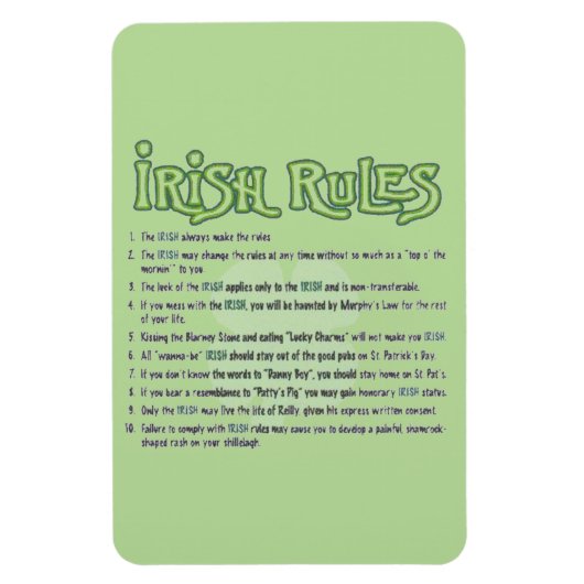 Irische Regeln Magnet (Vertikal)