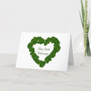 Irische Segenswünsche Shamrock-Herzkarte Feiertagskarte