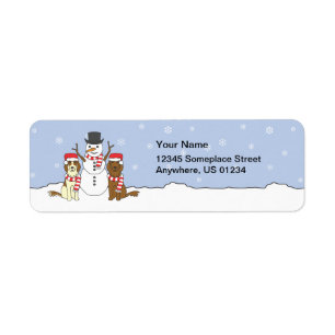 Irische Setter und Schneemann