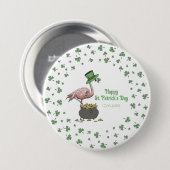 Irische Shamrock-Flamingo-St.-Patrick's-Party Button (Vorne & Hinten)