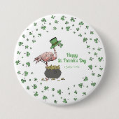 Irische Shamrock-Flamingo-St.-Patrick's-Party Button (Vorderseite)