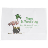 Irische Shamrock-Flamingo-St.-Patrick's-Party Große Geschenktüte (Rückseite)