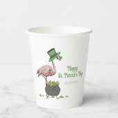 Irische Shamrock-Flamingo-St.-Patrick's-Party Pappbecher (Rückseite)