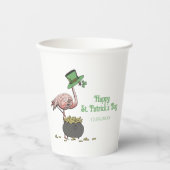 Irische Shamrock-Flamingo-St.-Patrick's-Party Pappbecher (Vorderseite)
