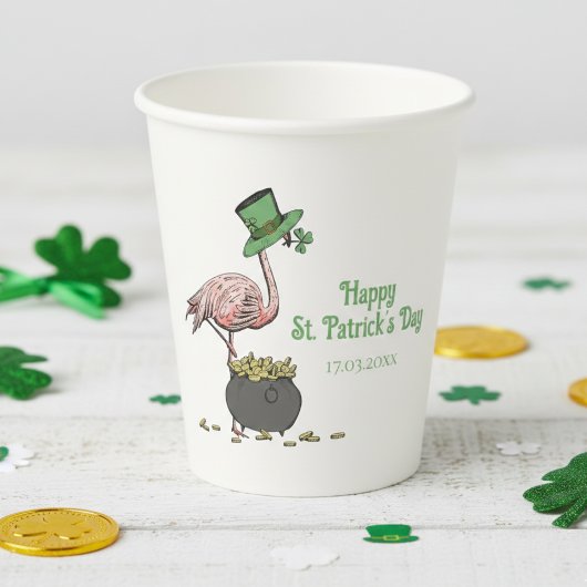 Irische Shamrock-Flamingo-St.-Patrick's-Party Pappbecher