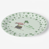 Irische Shamrock-Flamingo-St.-Patrick's-Party Pappteller (Schrägansicht)